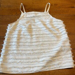 Maeve Cream Textured Fringe Tank Top
